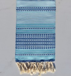 Fouta arabesque bleu céleste et bleu